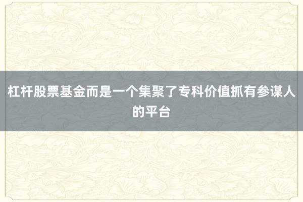 杠杆股票基金而是一个集聚了专科价值抓有参谋人的平台