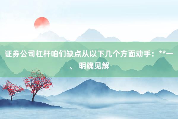 证券公司杠杆咱们缺点从以下几个方面动手：**一、 明确见解