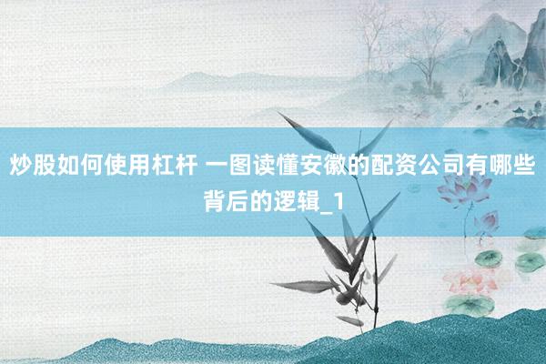 炒股如何使用杠杆 一图读懂安徽的配资公司有哪些背后的逻辑_1