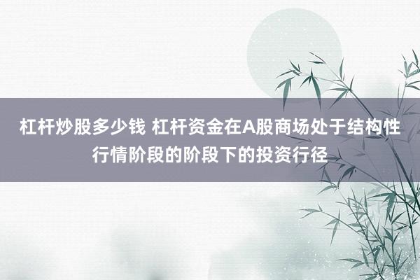 杠杆炒股多少钱 杠杆资金在A股商场处于结构性行情阶段的阶段下的投资行径